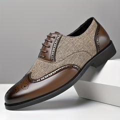 Men’s Casual Business Brogue Oxfords Classic Lace-Up Dress Shoes by Snagg A Shoes