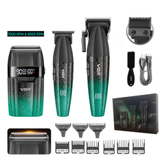 Professional Barber Combo V-640 – 9000 RPM Master Clipper & DLC Precision Trimmer Set with Advanced Turbo Technology