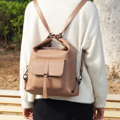 100% Genuine Leather 2-in-1 Shoulder Bag & Backpack – Large Capacity Multifunction Satchel for Women