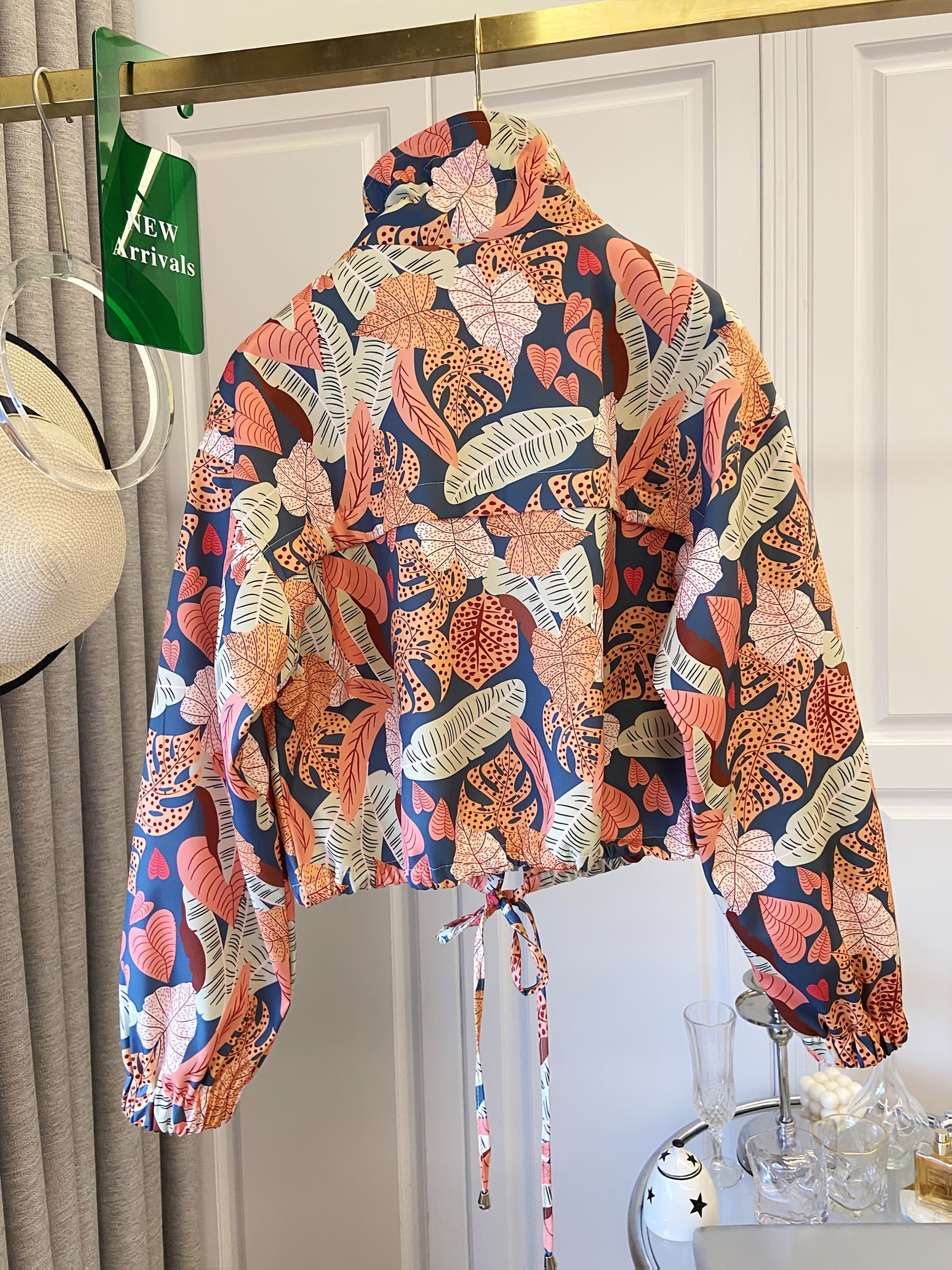 Women’s Casual Short Jacket with Tropical Floral Print by Snagg A Jacket