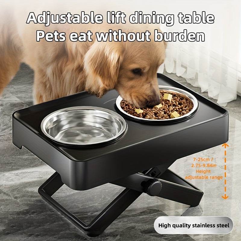 Adjustable Height Dog Bowl Stand with Stainless Steel Bowls - SnaggIt