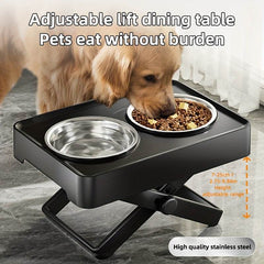 Adjustable Height Dog Bowl Stand with Stainless Steel Bowls - SnaggIt