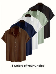 Men’s 5-Pack Casual Short Sleeve Button-Up Shirts – Classic Lapel Collar by Snagg A Shirt