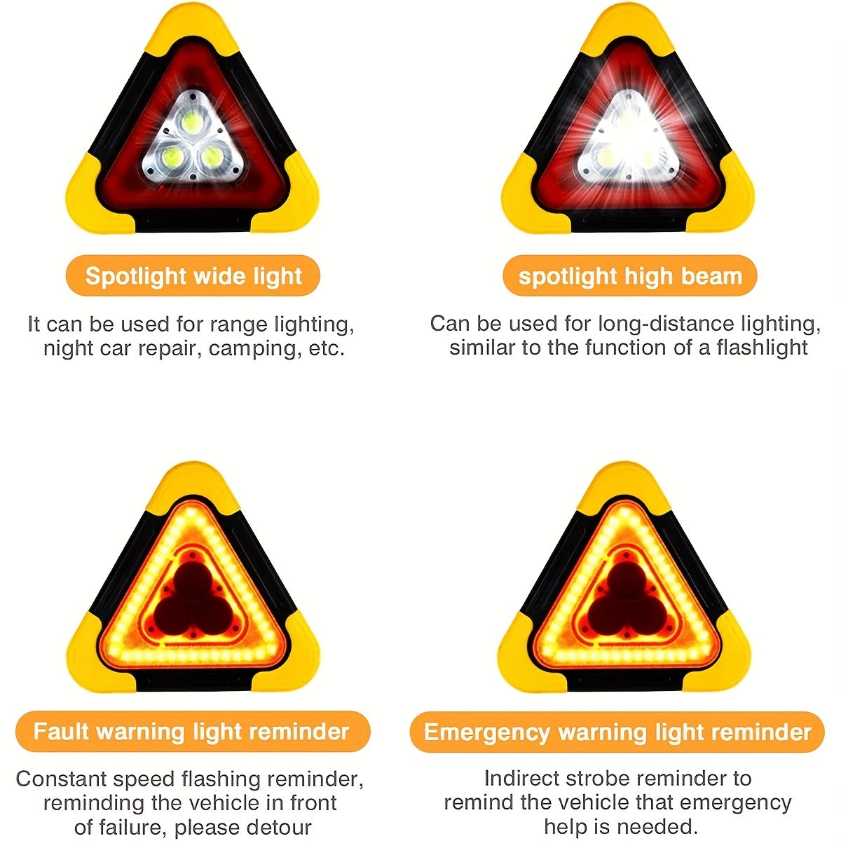 2 Pcs Portable Solar Triangle Warning Light by Snagg A Warning Light