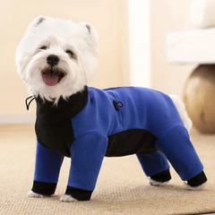 Fleece Dog Jumpsuit with Closed Belly – Warm Winter Overalls for Small Dogs (Cuttable Panel)