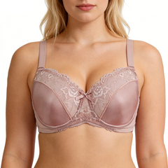 Plus Size Floral Lace Minimizer Bra | Underwire Full Coverage Non-Padded Everyday