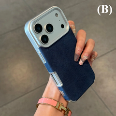 Luxury Jeans Fabric Soft Plating Shockproof Case – for iPhone 15 Series - B - Navy / Phone Cases & Covers