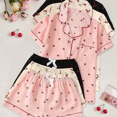 3-Piece - Women’s Cherry Blossom Pajama Set - SnaggIt