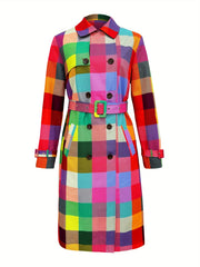 Women’s Plaid Print Trench Coat with Belt by Snagg A Jacket