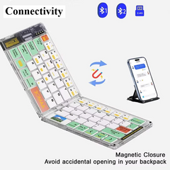Foldable Wireless Keyboard & Mouse | PU Leather Cover & Transparent Dual-Mode Design