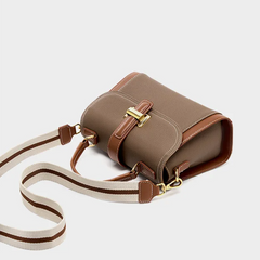 Genuine Cowhide Leather Small Square Crossbody Bag – Luxury Women's Shoulder Satchel with Flap Pocket