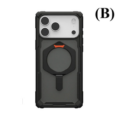 Shockproof Kickstand Rugged Armor MagSafe Case – for Apple iPhone 16 Series - B - Clear Gray / Pro - Phone Cases &