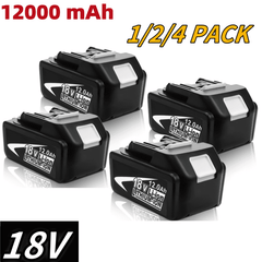 1 / 2 / 4 Pack 18 V 12.0 Ah Lithium-Ion Batteries — Replacement for Makita 18 V Cordless Tools