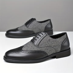 Men’s Casual Business Brogue Oxfords Classic Lace-Up Dress Shoes by Snagg A Shoes