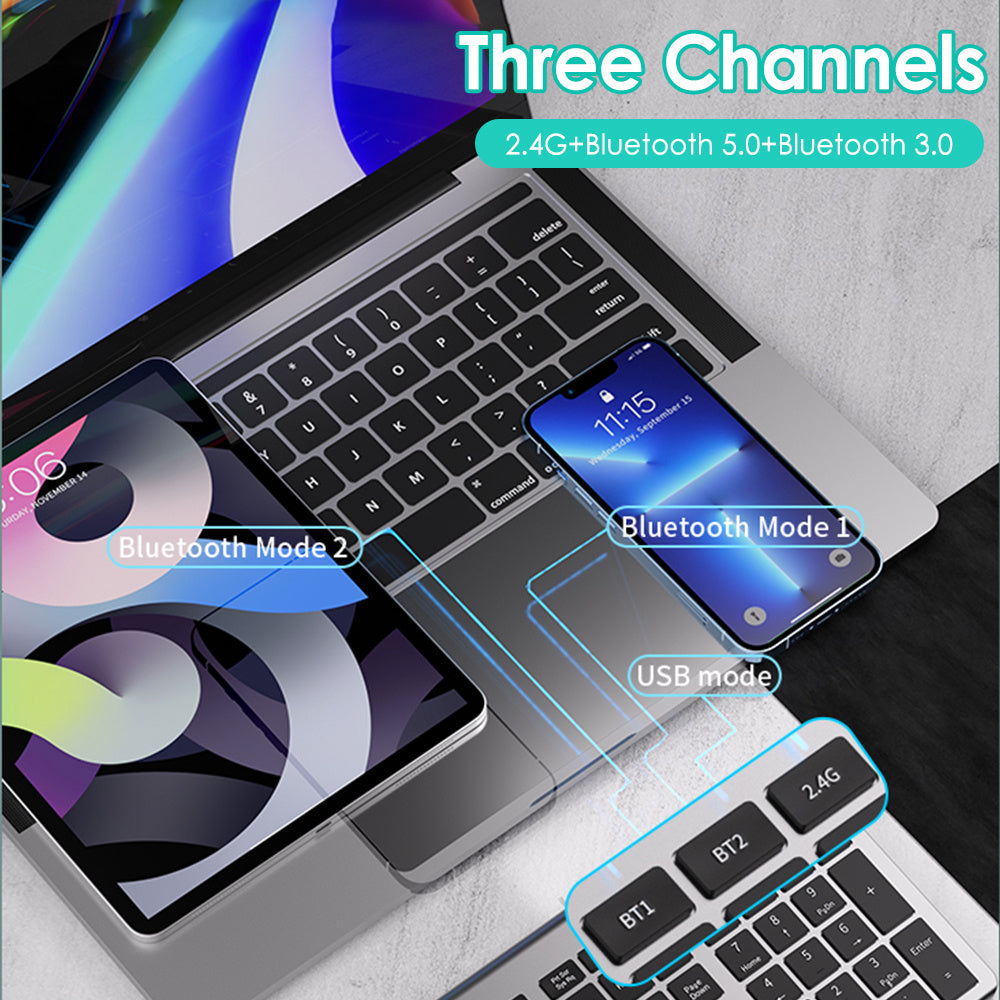 Ultra Thin Wireless Keyboard & Mouse Set Design with Multi Device Bluetooth Connectivity by Snagg A Keyboard