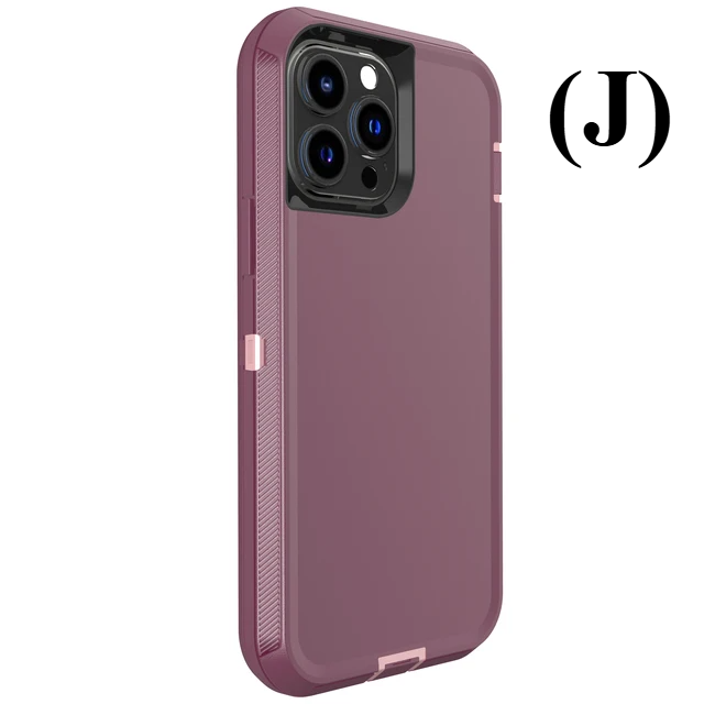 3 IN 1 Heavy Duty Armor Shockproof Dust Proof Case - For iPhone 16 Series - J - Fuchsia Pink / 16Pro - Phone Cases &