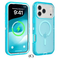 Rugged OTT Armor MagSafe Clear Case – for iPhone 16 Series - C - Gray Blue / Pro - Phone Cases & Covers