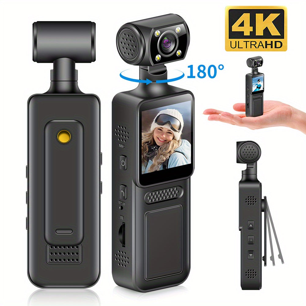 4K Portable Camera – 180° Rotating Lens with Full Color Night Vision & External Mic Support by Snagg A Portable Camera