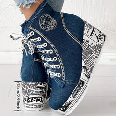 Women’s Solid Color Denim Lace-Up Boots by Snagg A Shoes