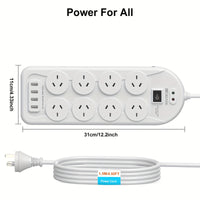 12-in-1 Powerboard with USB | 8 Outlets Surge Protector for Home & Office by Snagg An Extension Cable