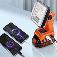 1500LM Cordless LED Work Light Compatible With Black and Decker 20v Battery