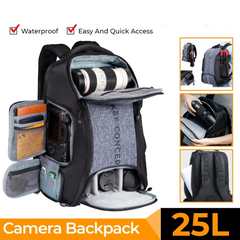 32L/25L Large Camera Backpack with Tripod Strap & Rain Cover – 15" Laptop