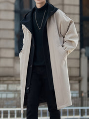 Men’s Casual Hooded Tweed Trench Coat by Snagg A Coat