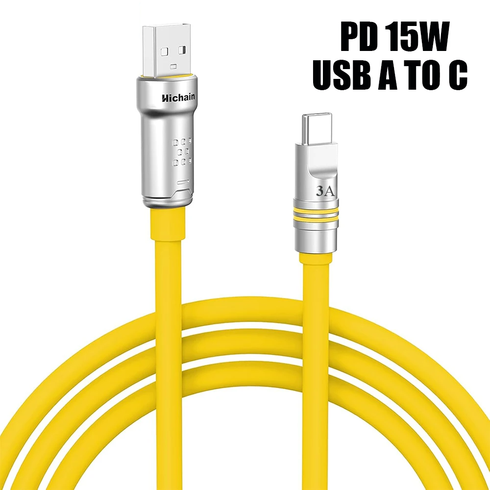 USB-A to USB-C Fast Charging Cable 15W 3A | Liquid Silicone Soft Cable 1.2M/2M for Samsung Xiaomi Huawei