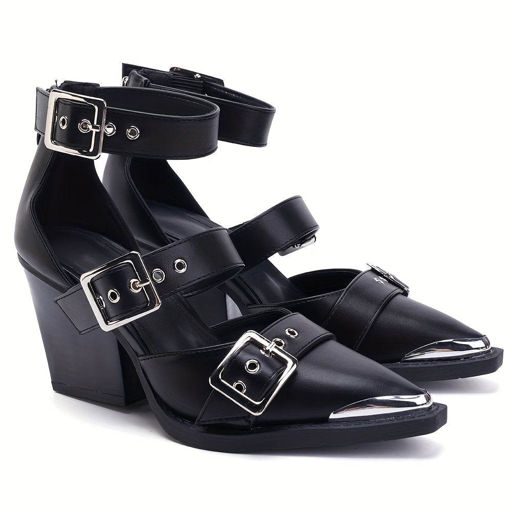 Chic Women’s High Heels with Elegant Pointed Toe & Adjustable Buckle - SnaggIt