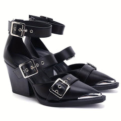 Chic Women’s High Heels with Elegant Pointed Toe & Adjustable Buckle - SnaggIt