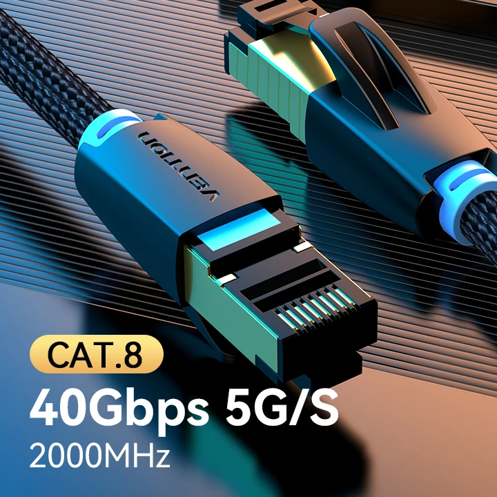 Cat8 Ethernet Cable – 40Gbps 2000MHz High-Speed Braided LAN Cord for Laptop, PS5 & Router by Snagg A Network Cable