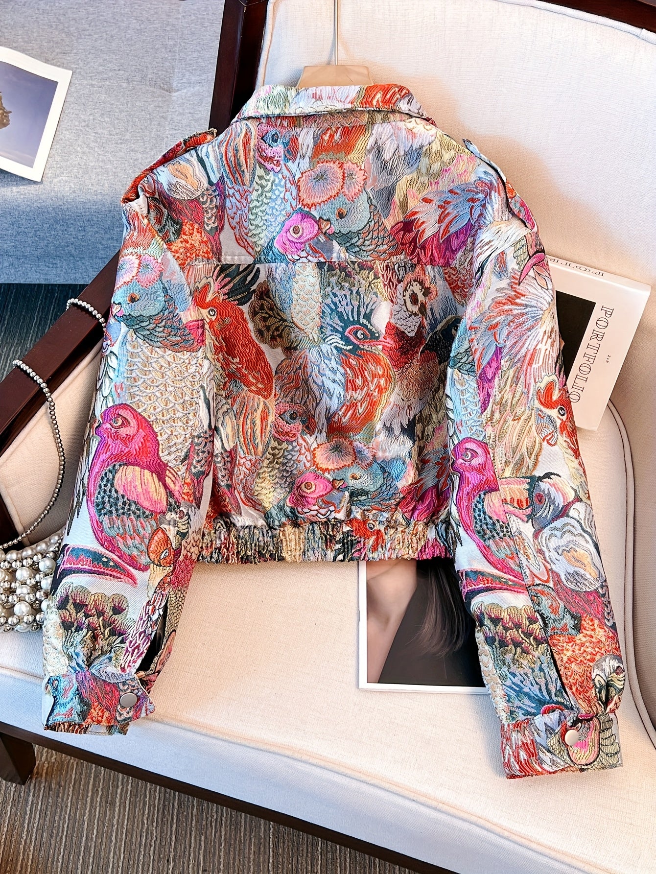 Women’s Floral Embroidered Casual Jacket by Snagg A Jacket