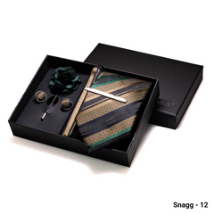 8cm Paisley & Stripe Necktie with Handkerchief & Cufflinks