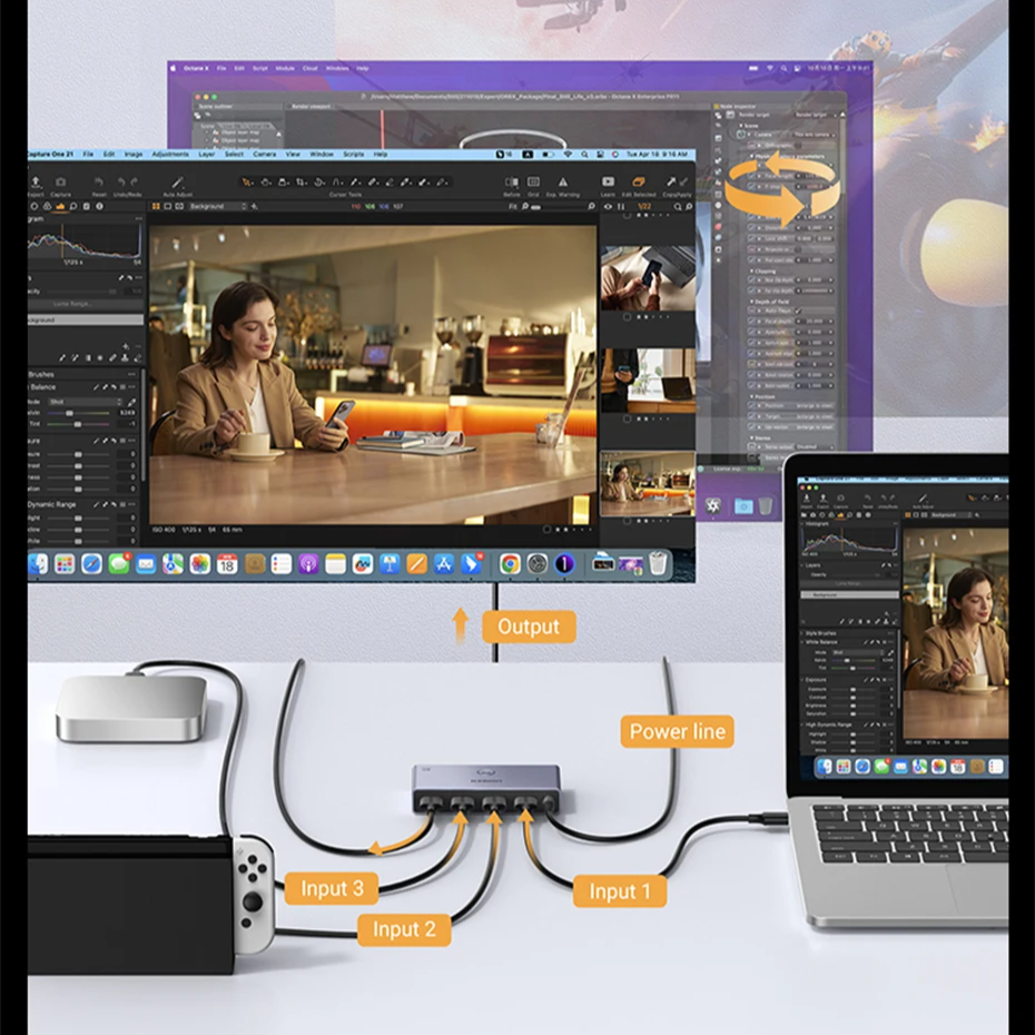 HDMI 2.1 Switch 8K & 4K for PS5, Xbox, Monitor & Projector by Snagg An HDMI Switch
