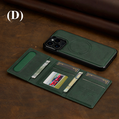 2 in 1 Detachable Magnetic Leather Case – for iPhone 15 Series - D - Green / For Plus - Phone Cases & Covers