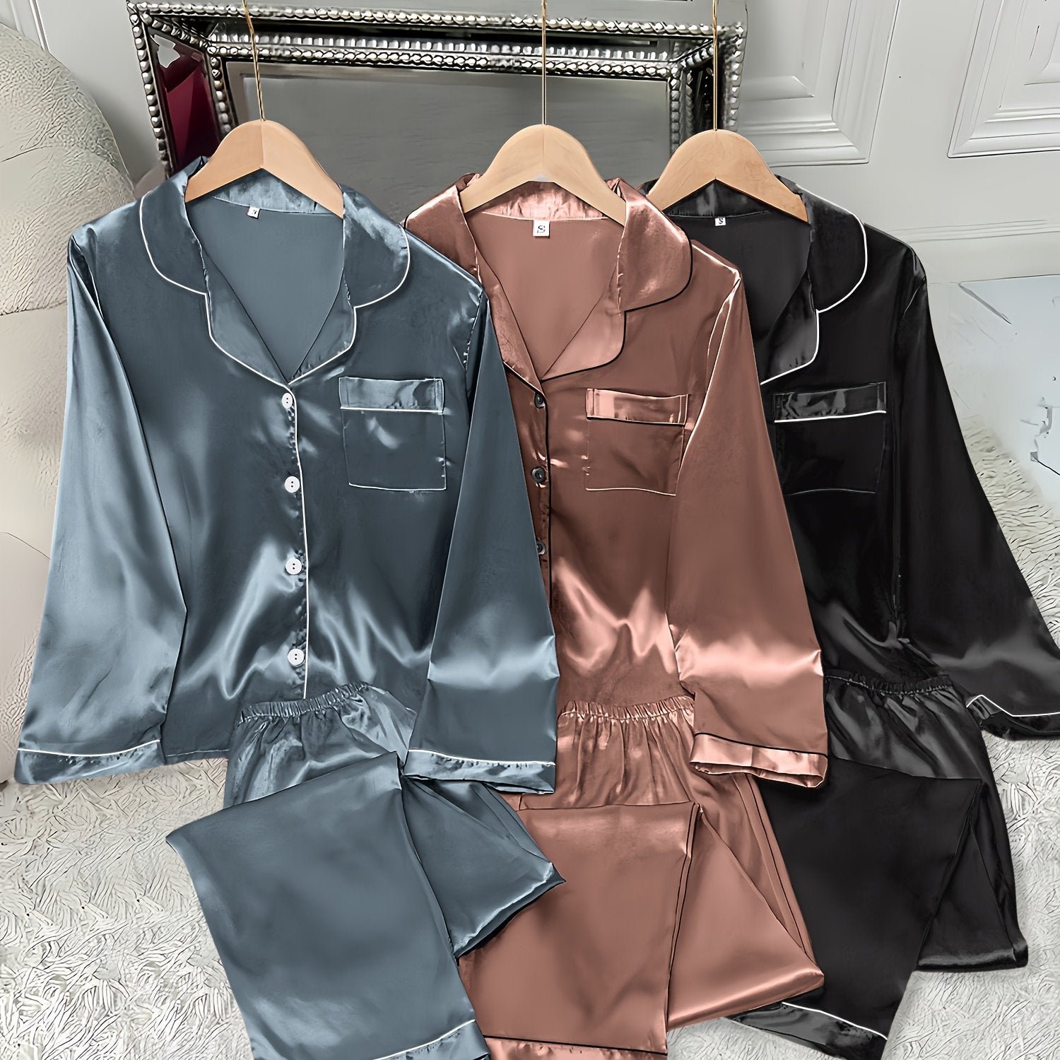Women’s 3-Piece Satin Pajama Set by Snagg A Pajama