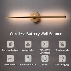 31.5" Battery-Powered Wall Sconce Wireless 360° by Snagg A Wall Light