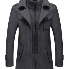 Men’s Elegant Double Collar Wool-Blend Trench Coat by Snagg A Coat