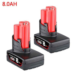 2 Pack 12 V 8.0 Ah Lithium-Ion Battery — Replacement for M12 Series Cordless Tools