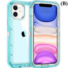 Clear Transparent Shockproof Armor Case - For iPhone 16 Series - B - Sky Blue / 16PLUS - Phone Cases & Covers