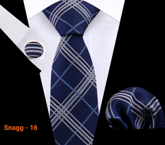 Classic Plaid Tie Set for Men - Necktie with Matching Pocket Square & Cufflinks - Snagg - 16 - Others In Fashion