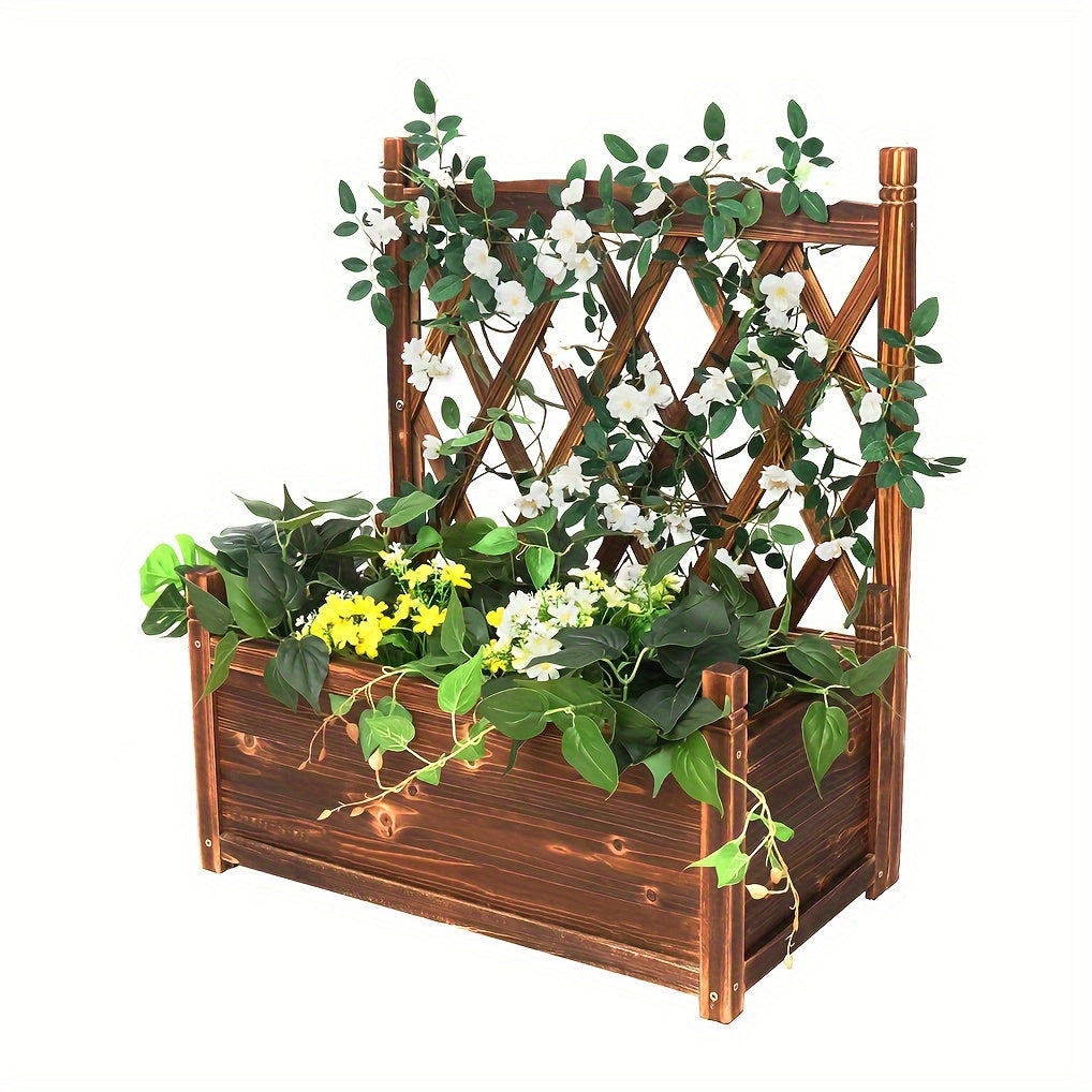 Wooden Raised Planter Box with Trellis by Snagg A Garden Bed