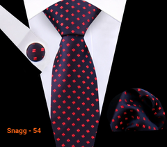 Classic Plaid Tie Set for Men - Necktie with Matching Pocket Square & Cufflinks - Snagg - 54 - Others In Fashion