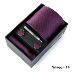 Luxury Men’s Tie Set Solid Colour Slim Necktie Hanky Cufflinks & Clip - Snagg - 14 - Others In Fashion
