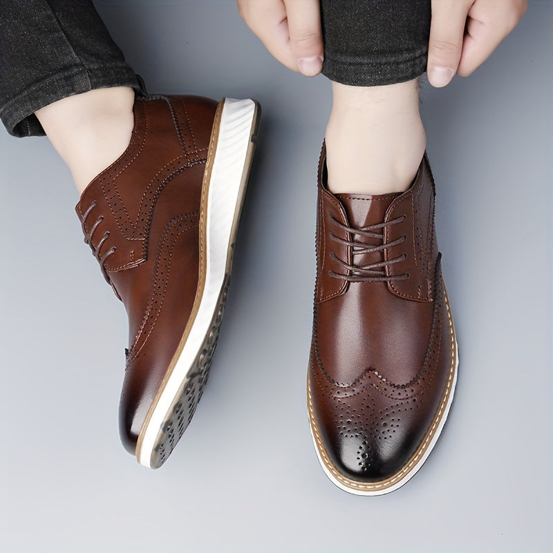Men’s Business Casual Shoes – Pointed Toe PU Leather Lace-Ups by Snagg A Shoes
