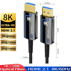 HDMI 2.1 Fine Fiber Optic Cable 8K@60Hz / 4K@120Hz – 48Gbps HDR, eARC & HDCP for TV, PS5 & Blu-ray