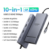 12-in-1 USB-C Docking Hub – Dual HDMI 4K@120Hz, DisplayPort, USB 3.2 10Gbps, RJ45, SD/TF, PD 100W