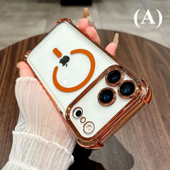 Airbag Shockproof Clear MagSafe Case – for iPhone 15 Series - Orange / Pro Max - Phone Cases & Covers