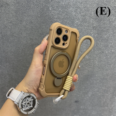 Wristband Lanyard Magsafe Magnetic Case - For iPhone 16 Series - E - Brown / Pro Max - Phone Cases & Covers