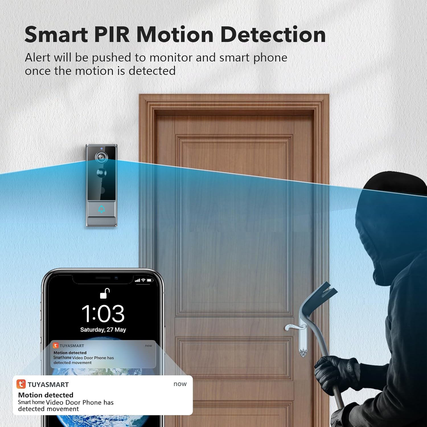 HD Wireless Video Doorbell 720P Resolution with Two-Way Audio by Snagg A Doorbell Camera